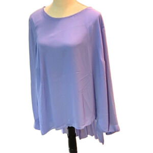 Jennifer Lopez Periwinkle Back-Pleated Long Sleeve Top with Hi-Low Hem - Size 2X